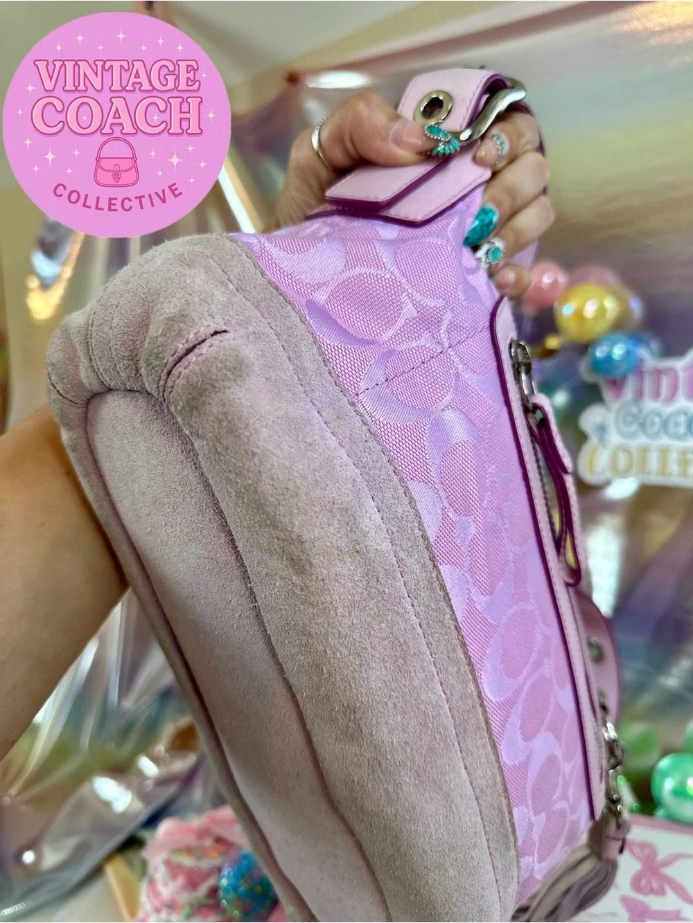 Pink east west duffel coach